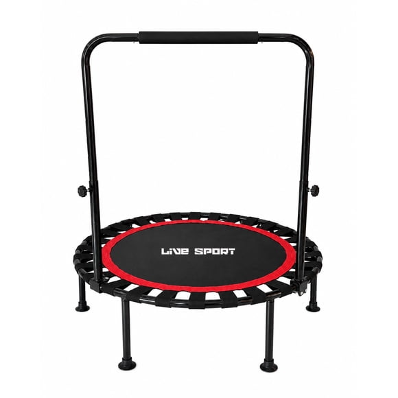 Trampolín Mini Tramp 40 Pulgadas (100 cm) con Manillar en U Ajustable Plegable Live Sport - Cama Elástica Fitness