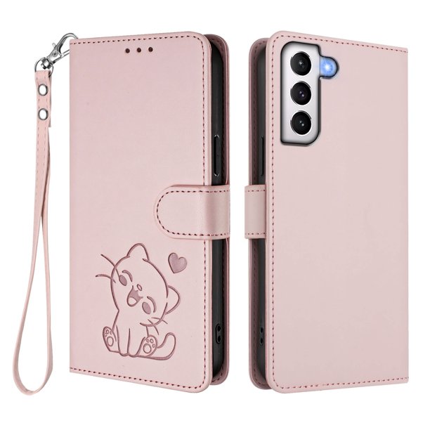 Funda Volteable con Diseño de Gato para Samsung Galaxy S21 Plus, Rosa