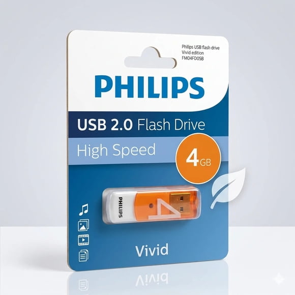 Pendrive Philips Vivid 4 GB USB Rápido Y Confiable USB 2.0 Color Naranja High Speed