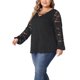 thumbnail image 4 of Agnes Orinda Blusa Casual Transparente de Manga Larga con Encaje de Doble Capa y Cuello en V para Mujer de Talla Grande 3X Negro, 4 of 6