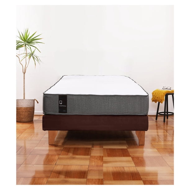 Cama Europea Zen Best 1.5 Plaza Colchon Resortes Base DivididaTela Café