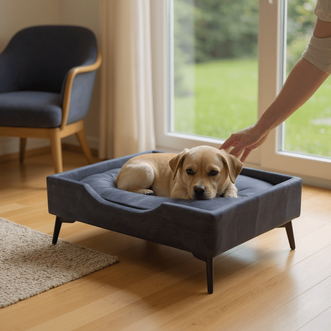 Bloccare - Cama De Mascotas - Talla S (55x40 Cm) / Pata Metalica 12 Cm (negro)