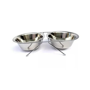 Total Upgrate - Set 2 Platos De Alimento Y Agua Para Mascotas Con Base Aluminio