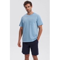 Fashionspark - Polera Hombre Básica Con Bolsillo Celeste Claro