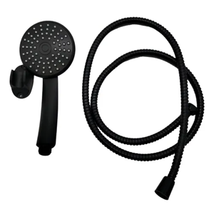 Genericio - Kit Ducha Teléfono Plast Manguera Soporte Acero Inox Negro