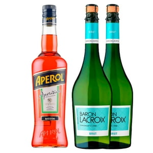 Aperol - Pack Licor 750Cc + 2 Espumantes Baron Lacroix Brut 750Cc