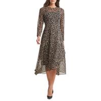 Vestido Midi De Manga Larga De Chifón Tommy Hilfiger Para Mujer