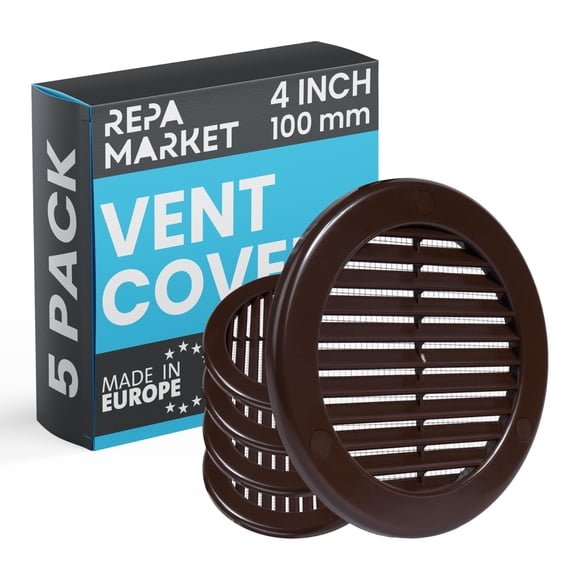 Cubierta redonda para rejilla de ventilación Repa Market de 10 cm, color café, paquete de 5