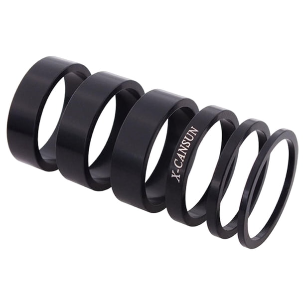 6 Espaciadores De Dirección Para Bicicleta De Carretera, Prácticos Y Portátiles, Repuestos Para Accesorios De Bicicleta, Color Negro