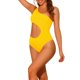 thumbnail image 4 of INSPIRE CHIC Traje de baño de una pieza para mujer con un solo hombro, corte asimétrico, con almohadillas removibles, amarillo, mediano, 4 of 5