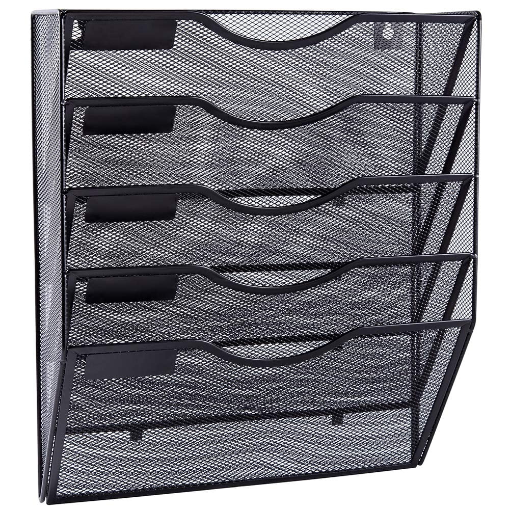 Organizador De Archivos De Pared Easepres Con 5 Bolsillos, Malla, Para Colgar, Negro
