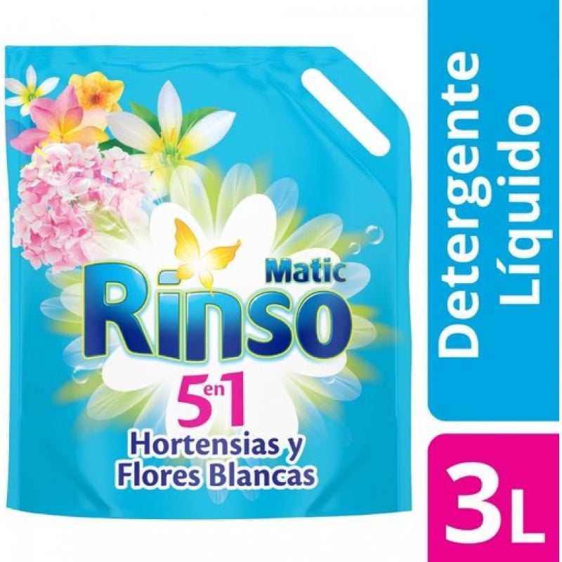 Detergente Líquido Hortensias Y Flores Blancas Doypack 3 L Rinso
