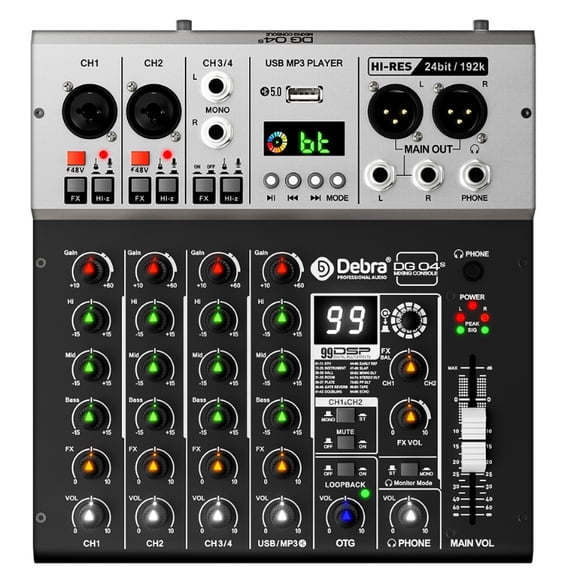 Mezcladora Consola de audio con tarjeta de sonido DEBRA DG04s