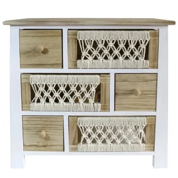 Gabinete Blanco Macrame 6 Cajones Sorento