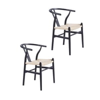 Klik Muebles - Pack 2 Sillas Wishbone Madera Asiento Claro - Negra