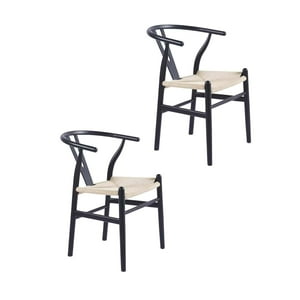 Klik Muebles - Pack 2 Sillas Wishbone Madera Asiento Claro - Negra
