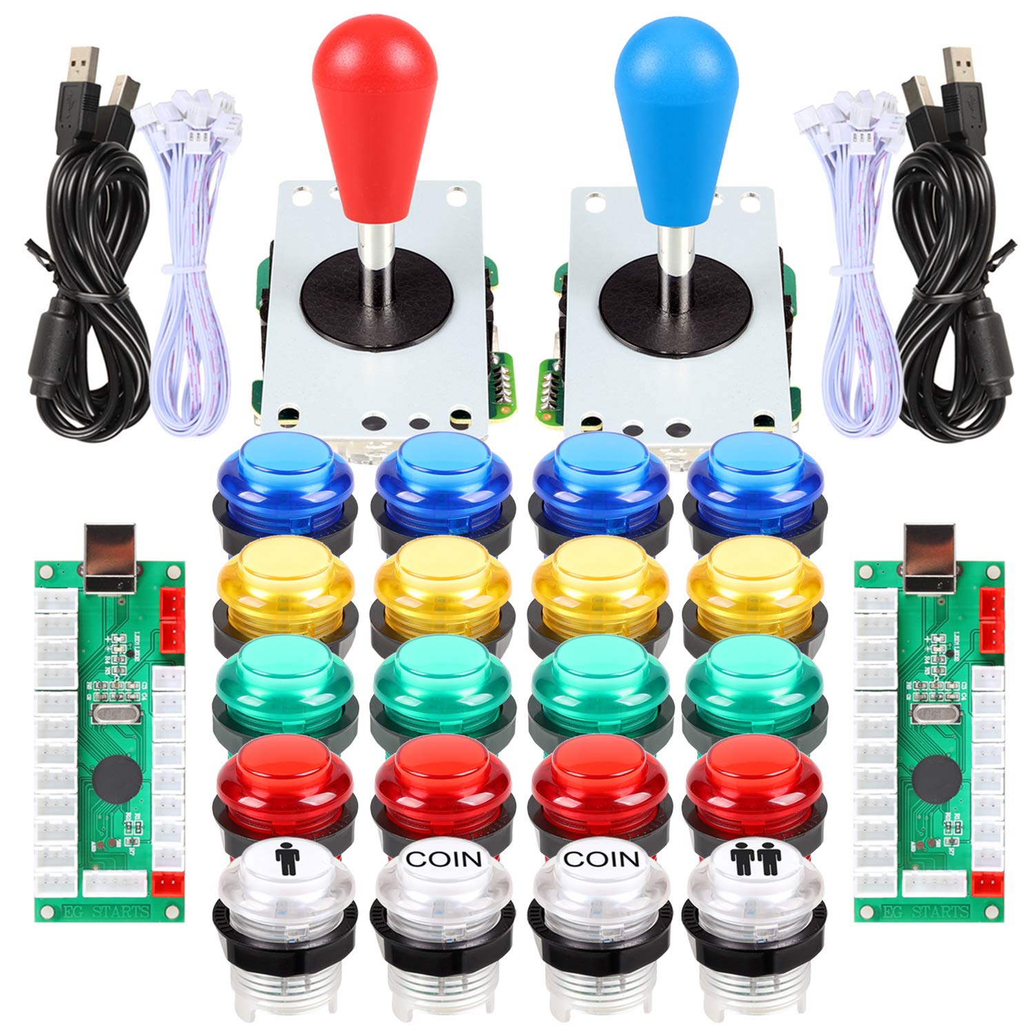 Kit De Botones Arcade Joystick Led Fosiya, Estilo Ovalado, Elipse