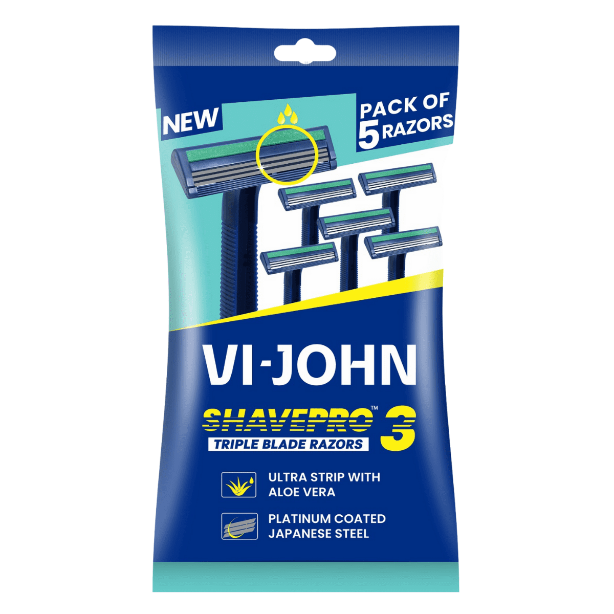 Vi John - Maquina De Afeitar Desechable Aloe Vera X 5 Triple Hojilla