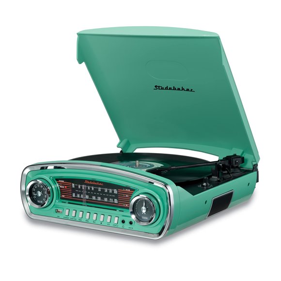 Tocadiscos Studebaker Bluetooth AM/FM USB Turquesa