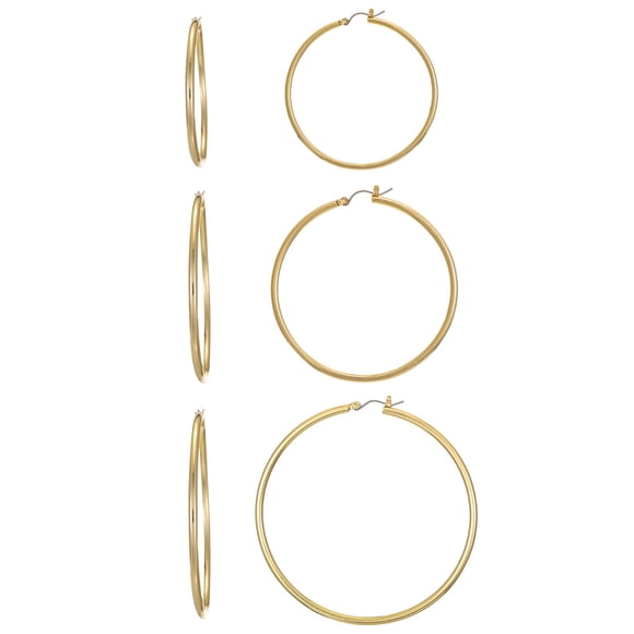 Aros Argolla Time and Tru Dorados 3 Pares Moda Mujer