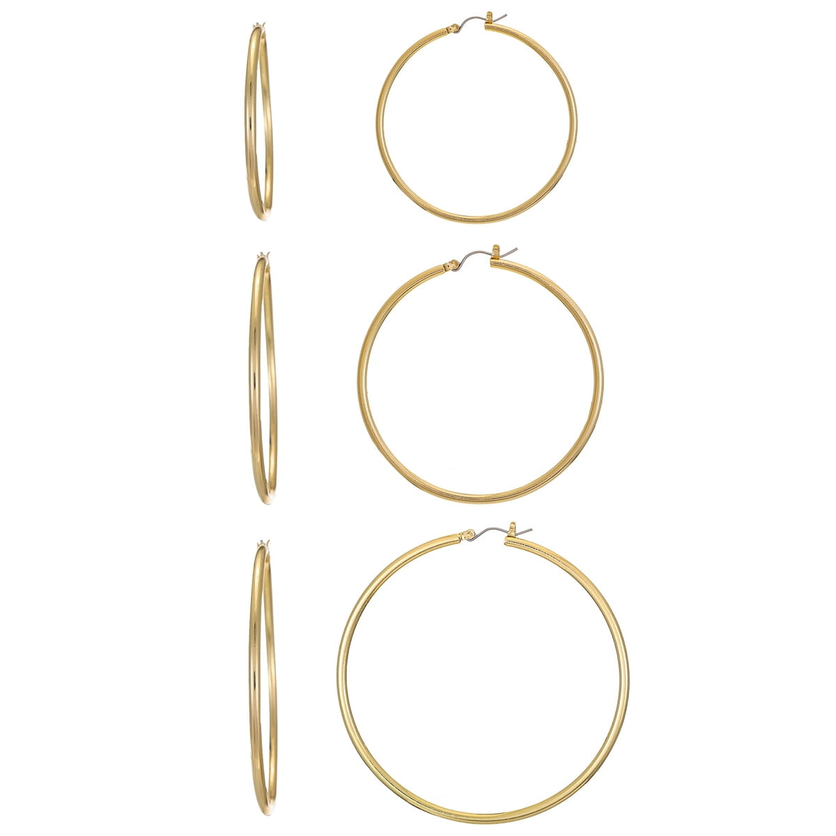 Aros Argolla Time And Tru Dorados 3 Pares Moda Mujer