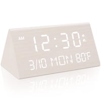 Xusx111 - Relojes De Alarma Digitales De Madera Para Dormitorios - Reloj De Escritorio Eléctrico Con Números Grandes, Alarma Fuerte Para Dormidores Pesados, Volumen Ajustable, Atenuador (Blanco, 15 *