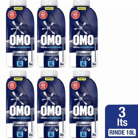 Pack X 6 Detergente Líquido Omo Ultra Power Diluible 500 Ml