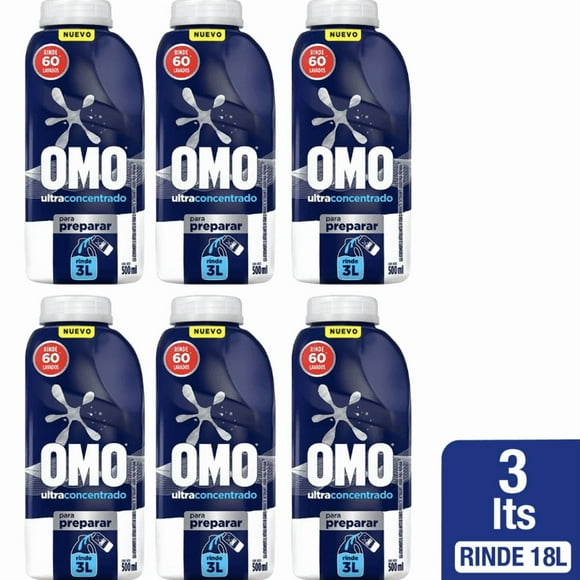 Pack x 6 Detergente Líquido Omo Ultra Power Diluible 500 ml