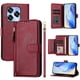 thumbnail image 4 of Funda tipo cartera para Oukitel C50 con bolsillo con cremallera, tarjetero, soporte, correa para la muñeca y tapa de cuero Rojo, 4 of 5