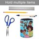 thumbnail image 5 of La Familia Proud Más Fuerte y Orgullosa-theme Cylinder Pen Holder Pencil Organizer with Flannel Lining PVC Leather Material Cardboard Base for study work 10*8CM, 5 of 6
