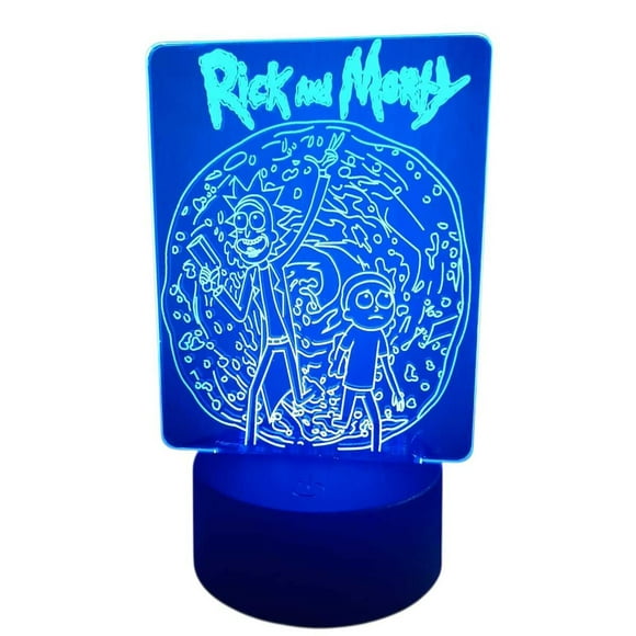 Lampara Ilusion 3D Rick And Morty de 7 colores, Base touch
