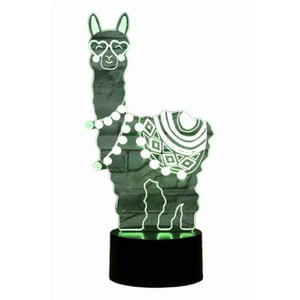 Lelumania - Lampara Ilusion 3D Llama De 7 Colores, Base Touch