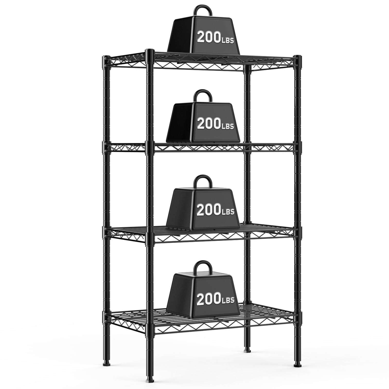 Estantería De Almacenamiento Dumos De Metal De 4 Niveles, 59 X 34 X 120 Cm, Negra