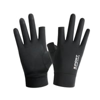 Ioensy - Hombres Guantes De Seda De Hielo Protección Solar De Verano Antideslizante Pesca Dos Dedos Negro