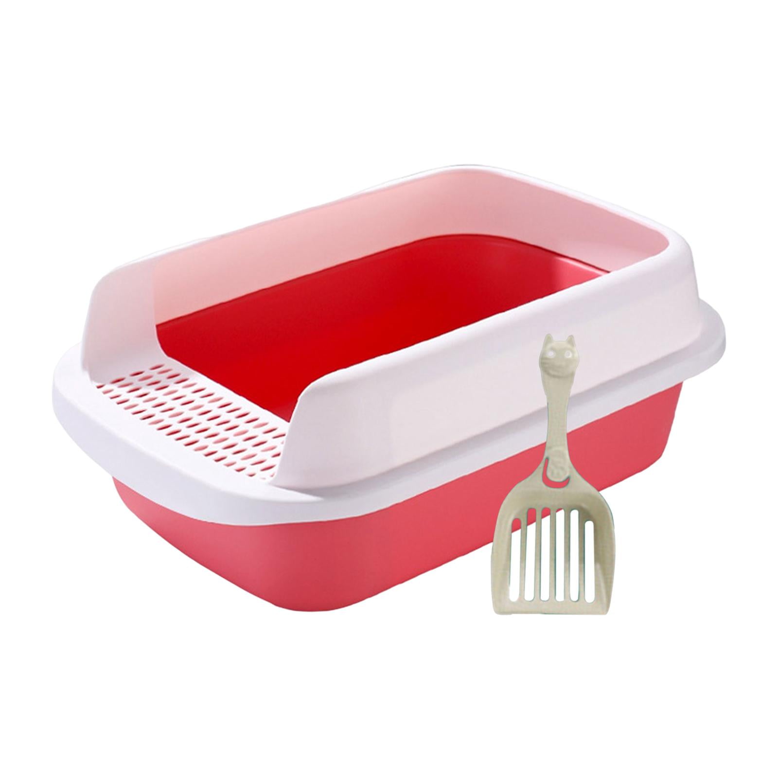 Magideal - Inodoro Para Caja De Arena Para Gatos, Bandeja De Arena Para Mascotas Desmontable, Bandeja De Arena Grande Semicerrada A Prueba De Salpicaduras, Fácil Rosa Grande