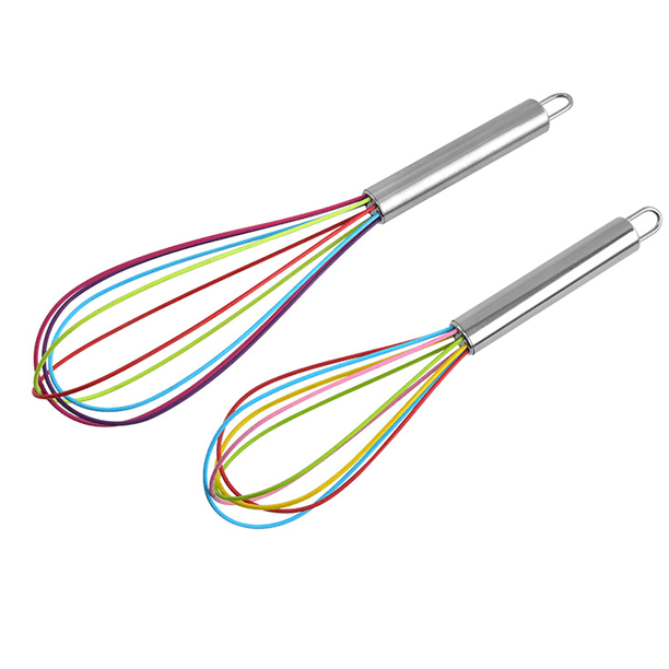 Batidores para cocinar, minibatidores de silicona, paquete de 2, batidor de huevos de globo de colores para mezclar, batir y batir