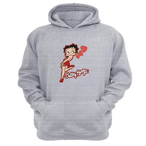 Genérico - Polerón Canguro Betty Boop Gris Claro Talla Xs Unisex
