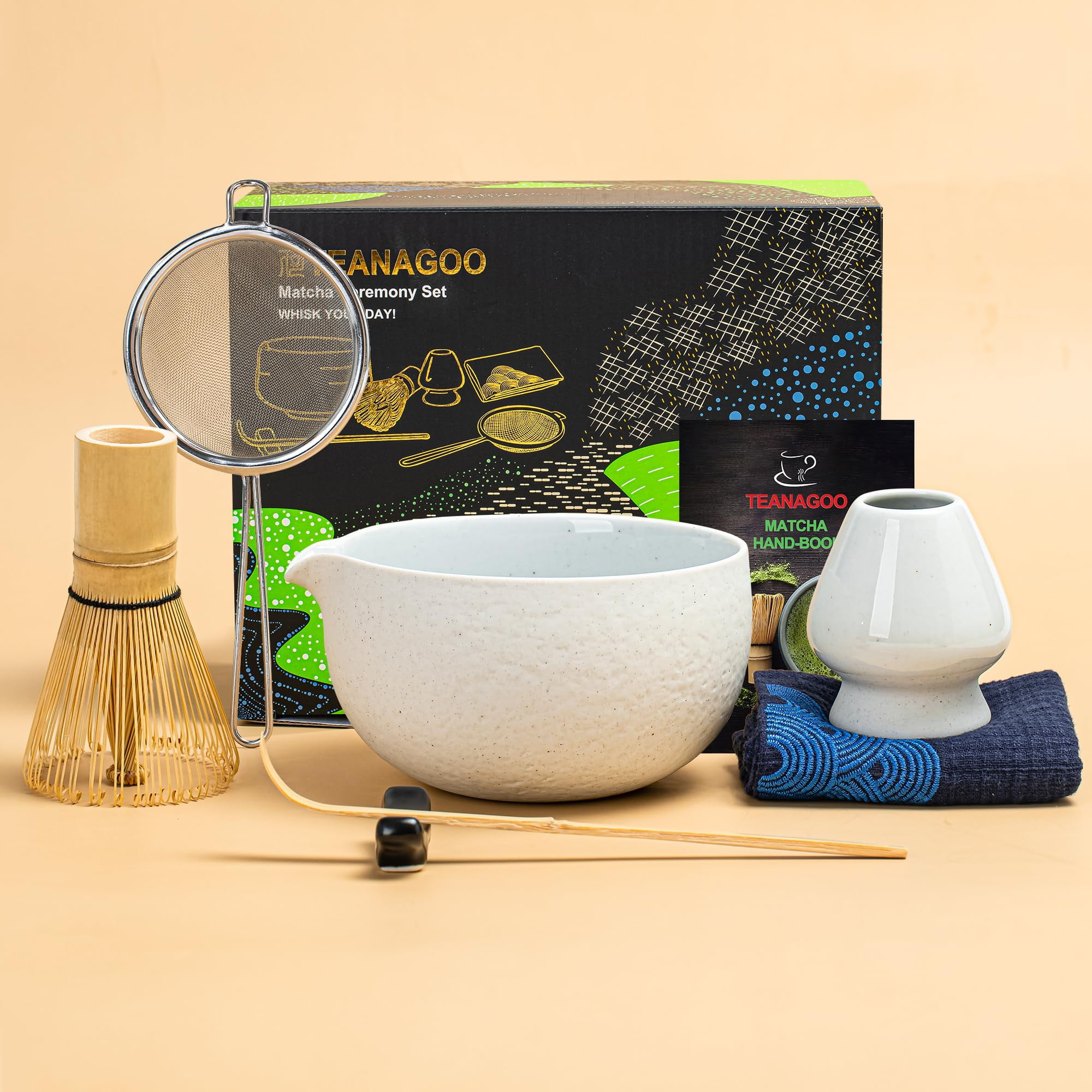 Set De Batidores Para Matcha Teanagoo, 7 Unidades, Con Cuenco De 510 Ml, Batidor Y Cuchara