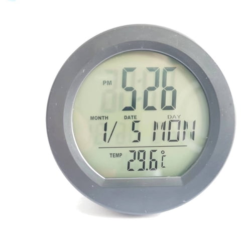 Xusx111 - Reloj Del Tablero De Mando Del Coche Con Retroiluminación Automática Por La Noche, Alimentado Por Energía Solar, Temperatura Fahrenheit, Hora De Formato De 24 Horas, Calendario Para La Ofici