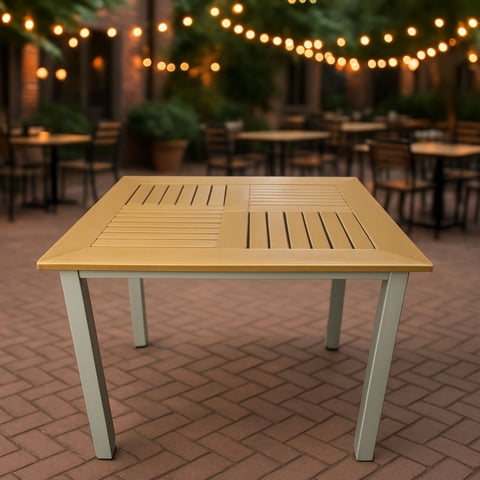 Velazio - Mesa De Comedor Cuadrada 80 Cm Terraza, Restaurantes, Exteriores Resistentes Al Sol Y Agua Marrón