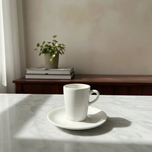 Bric - Taza Y Plato X6 Para Cafe De Porcelana Color Blanco