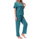 thumbnail image 4 of INSPIRE CHIC Pijamas de Satén para Mujer Camiseta de Manga Corta con Cuello en V y Pantalón Largo Conjunto de Ropa de Dormir Suave S Verde Pavo Real, 4 of 6