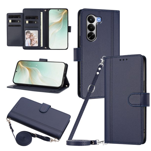 Funda Billetera Delgada para OnePlus Nord CE 6 Lite, Cuero Sintético, Azul