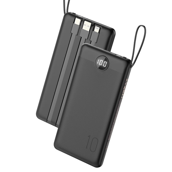 Power Bank De 10000 Mah Con Cables Integrados Para Iphone