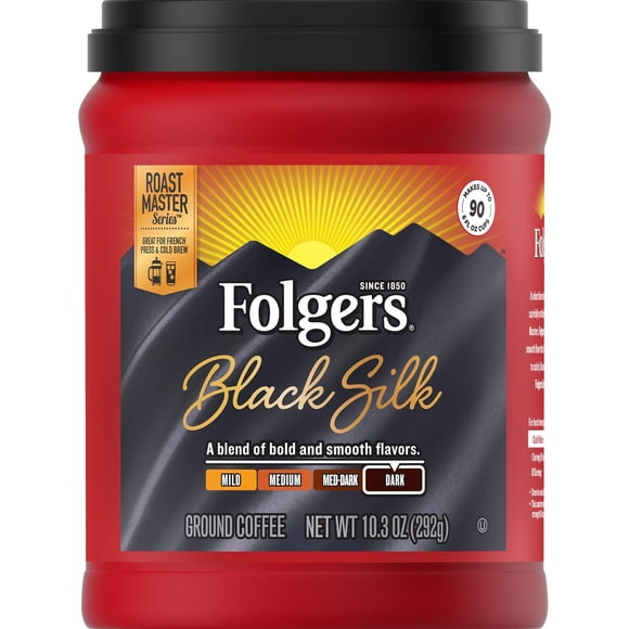 Café Folgers Black Silk, tostado oscuro, molido, 300 ml