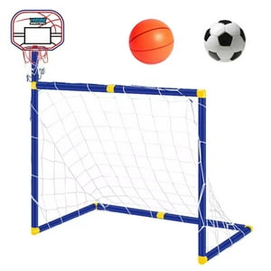 Genérico - Arco De Futbol 2 En 1 Con Aro Basquetbol Blanco