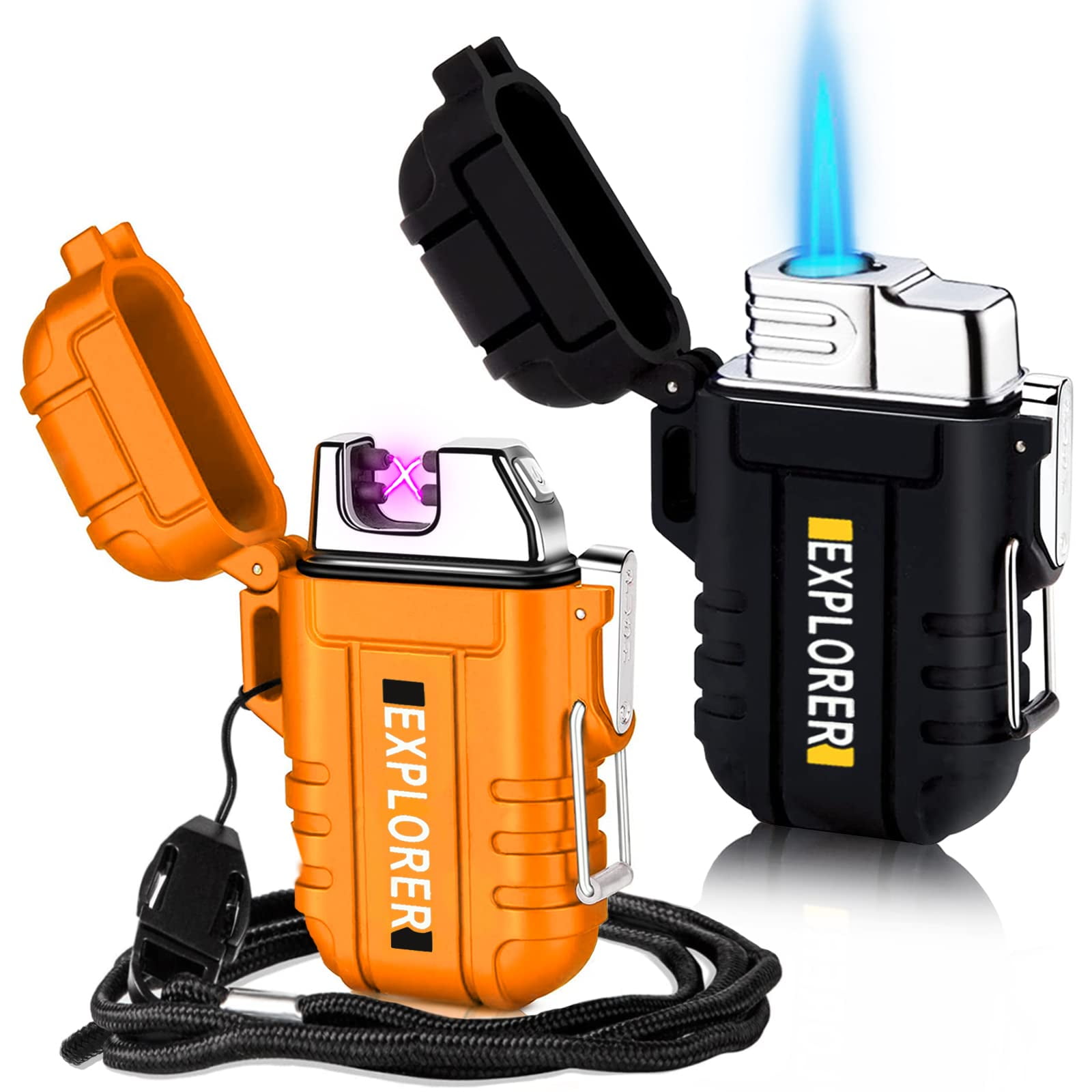 Encendedor Laffizz Impermeable, Paquete De 2 Unidades, Resistente Al Viento, Recargable Por Usb