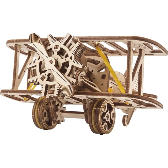Puzle 3D de madera modelo mecánico UGEARS Mini-Biplano