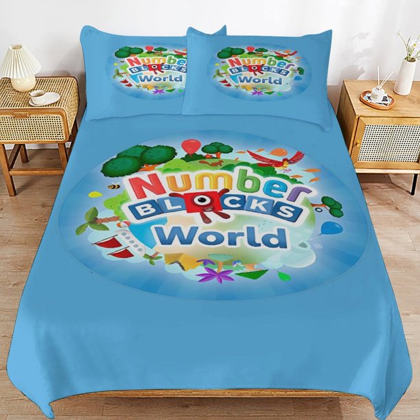 x149 Numberblocks Bed Duvet Cover Microfiber Bedding Sets 3D Printed Lightweight 3 Piece Comforter Sets, 1 Duvet Cover And 2 Pillow Shams for Kids Boys Girls 79"x90" jn149