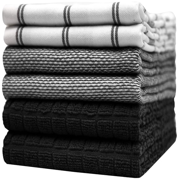 Paño de Cocina Bumble 51x71 cm Paquete de 6 Algodón Cuadro Negro